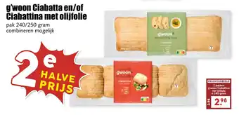 De Boerenschuur G'woon ciabatta en of ciabattina met olijfolie aanbieding