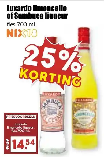 De Boerenschuur Luxardo limoncello of Sambuca liqueur aanbieding