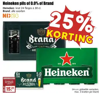 De Boerenschuur Heineken pils of 0.0% of Brand aanbieding