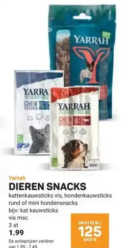 Ekoplaza Yarrah DIEREN SNACKS aanbieding
