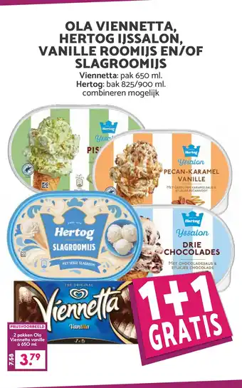De Boerenschuur Ola viennetta, hertog ijssalon, vanille roomijs en/of slagroomijs aanbieding