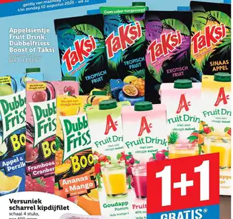 Dagwinkel Appelsientje Fruit Drink, Dubbelfrisss Boost of Taksi aanbieding