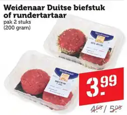 Dagwinkel Weidenaar Duitse biefstuk of rundertartaar aanbieding