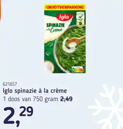Van Hoeckel Iglo spinazie à la crème aanbieding