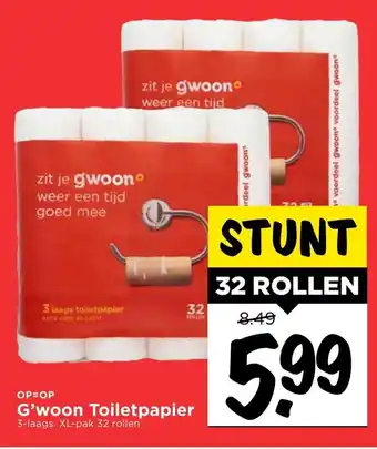 Vomar Voordeelmarkt G'woon toiletrpapier 32 rollen aanbieding