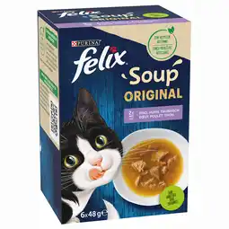 Zooplus 12+6 gratis! 18x48g Felix Soup Kattenvoer - Diverse Smaken aanbieding