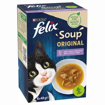 Zooplus 12+6 gratis! 18x48g Felix Soup Kattenvoer - Diverse Smaken aanbieding
