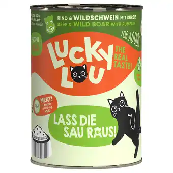 Zooplus 6x 400g Lucky Lou Lifestage Adult Beef & Boar Wet Cat Food aanbieding