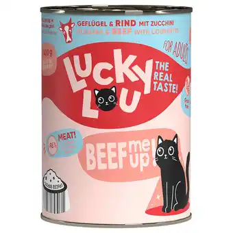 Zooplus 6x 400g Lucky Lou Lifestage Adult Poultry & Beef Wet kattenvoer aanbieding