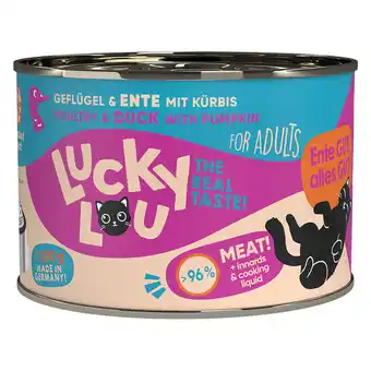 Zooplus 6x200g Lucky Lou Lifestage Adult Gevogelte & Eend Nat kattenvoer aanbieding