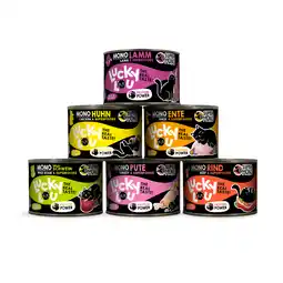 Zooplus 6x 200g Lucky Lou SuperMono² Mix (6 soorten) nat kattenvoer aanbieding