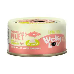 Zooplus 12x 70g Lucky Lou Extra Voer in Gelei Tonijnfilet met Garnalen nat kattenvoer aanbieding
