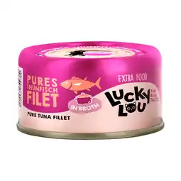 Zooplus 12x 70g Lucky Lou Extra Food Filet in bouillon Tonijnfilet nat kattenvoer aanbieding