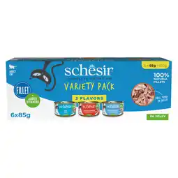 Zooplus Schesir Complete Voeding filet in gelei 6 x 85 g - Mixpaket (3 Soorten) aanbieding
