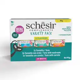 Zooplus 6x70g Schesir Supplementen in bouillon Mix (3 soorten) natvoer voor katten aanbieding