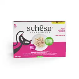 Zooplus 6x70g Schesir Supplementen in gelei kip met ham natvoer voor katten aanbieding
