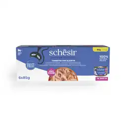 Zooplus 6 x 85g Schesir Complete Nutrition in Bouillon tonijn met witte vis natvoer voor katten aanbieding