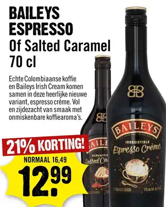 Dirck 3 Baileys Espresso of salted caramel 70cl aanbieding