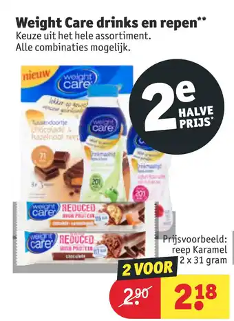 Kruidvat Weight Care drinks en repen 2 x 31 gram aanbieding