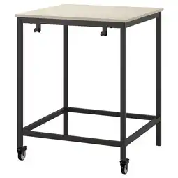 IKEA Trotton bureau, beige, metalen onderstel, zwenkwielen, vierkant blad aanbieding