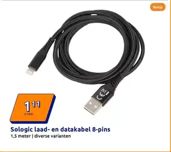 Action Sologic laad en datakabel 8-pins aanbieding