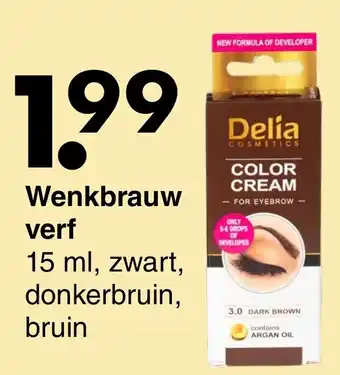 Wibra Delia Cosmetics Wenkbrauw verf 15ml aanbieding