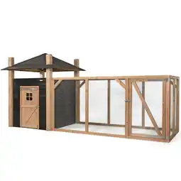 Welkoop Voldux Hooiberg Niek XL - Kippenhok met ren - Naturel - zwart - 462x175x225 cm aanbieding