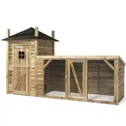 Welkoop Voldux Hooiberg Lotte - Kippenhok met ren - Naturel - 392x150x235 cm aanbieding