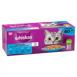 Welkoop Whiskas Fish Favourites 7+ Mega Pack - Kattenvoer - 40x85 gram - Zalm - Tonijn - 3,4kg aanbieding