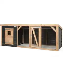 Welkoop Voldux Milan XL - Kippenhok met ren - Naturel - zwart - 342x130x132 cm aanbieding