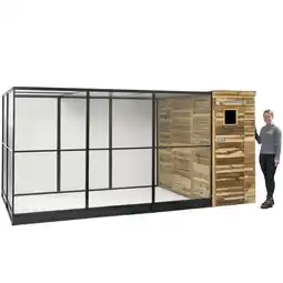 Welkoop Voldux R10 - Volière - 391x200x190 cm - Geïmpregneerd FSC hout gekeurd - Naturel - zwart - Rechts aanbieding