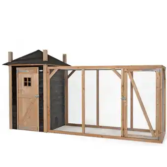 Welkoop Voldux Hooiberg Mees XL - Kippenhok met ren - Naturel - zwart - 437x150x235 cm aanbieding