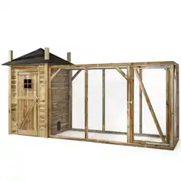 Welkoop Voldux Hooiberg Eline XL - Kippenhok met ren - Naturel - 437x150x235 cm aanbieding