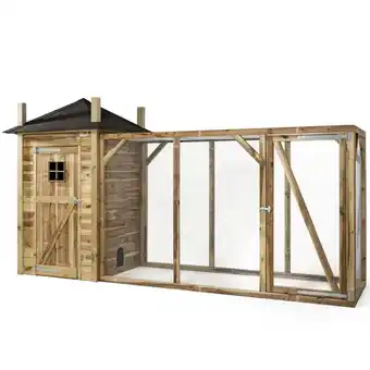 Welkoop Voldux Hooiberg Eline XL - Kippenhok met ren - Naturel - 437x150x235 cm aanbieding