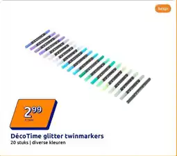 Action Déco Time glitter twinmarkers aanbieding