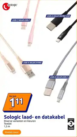 Action Sologic laad en datakabel aanbieding