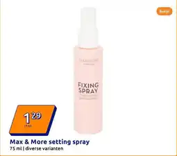 Action Max & More setting spray aanbieding