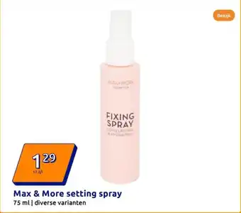 Action Max & More setting spray aanbieding