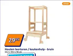 Action Houten leertoren / keukenhulp bruin aanbieding