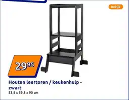 Action Houten leertoren / keukenhulp zwart aanbieding