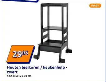Action Houten leertoren / keukenhulp zwart aanbieding