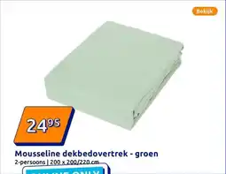 Action Mousseline dekbedovertrek groen aanbieding