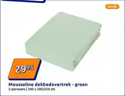 Action Mousseline dekbedovertrek groen aanbieding