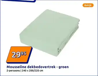 Action Mousseline dekbedovertrek groen aanbieding