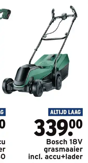 GAMMA Bosch 18V Grasmaaier incl. accu + lader aanbieding