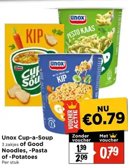 Vomar Voordeelmarkt Unox Cup-a-Soup of Good Noodles, Pasta of Potatoes aanbieding