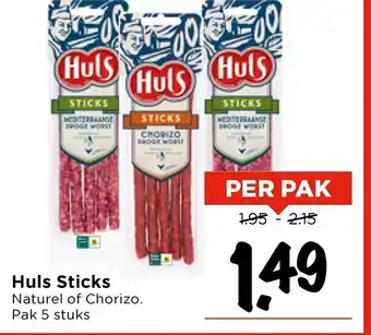 Vomar Voordeelmarkt Huls Sticks Naturel of Chorizo aanbieding
