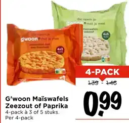 Vomar Voordeelmarkt G'woon Maïswafels Zeezout of Paprika aanbieding