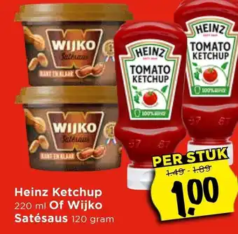Vomar Voordeelmarkt Heinz Ketchup Of Wijko Satésaus aanbieding
