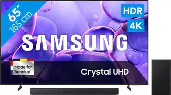 Coolblue Samsung 65 Crystal UHD U8070F 4K (2025) + Samsung HW-B450F (2025) aanbieding